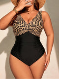 Geometric Muse Ruched One-Piece